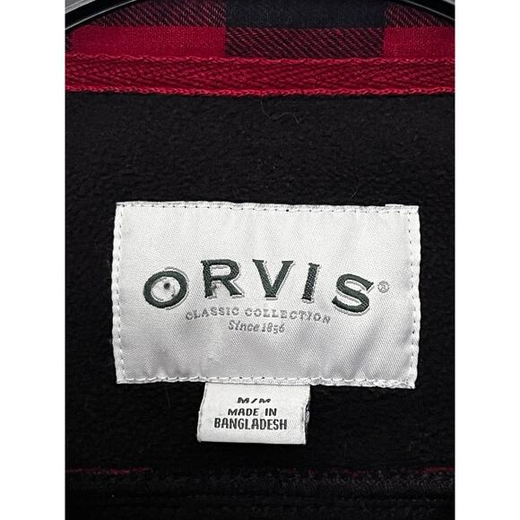 ORVIS SHIRT WOMENS MEDIUM / M LINED RED BUFFALO PLAID SNAP FRONT JACKET SHACKET - Picture 4 of 4